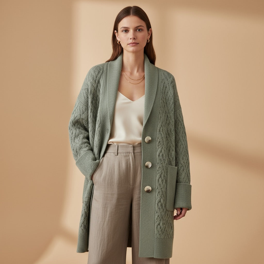 Kardigan Damski Oversize – Gruby, Wygodny z Praktycznymi Kieszeniami